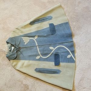 Vintage Suede Leather Poncho/Cape